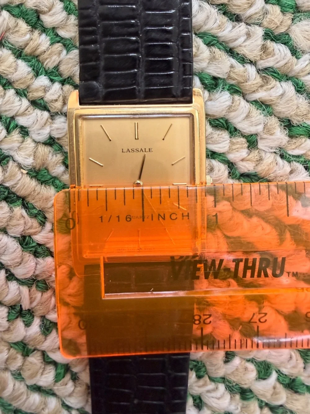 Mens Seiko Lassale Goldtone Thin Tanq Watch Model 9550-5299